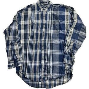 Chaps Ralph Lauren Blue Checkered Casual‎ Button Down Men's Size M